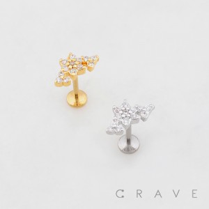 MULTI CZ FLOWER THREADLESS (PUSH IN) 316L SURGICAL STEEL LABRET SET